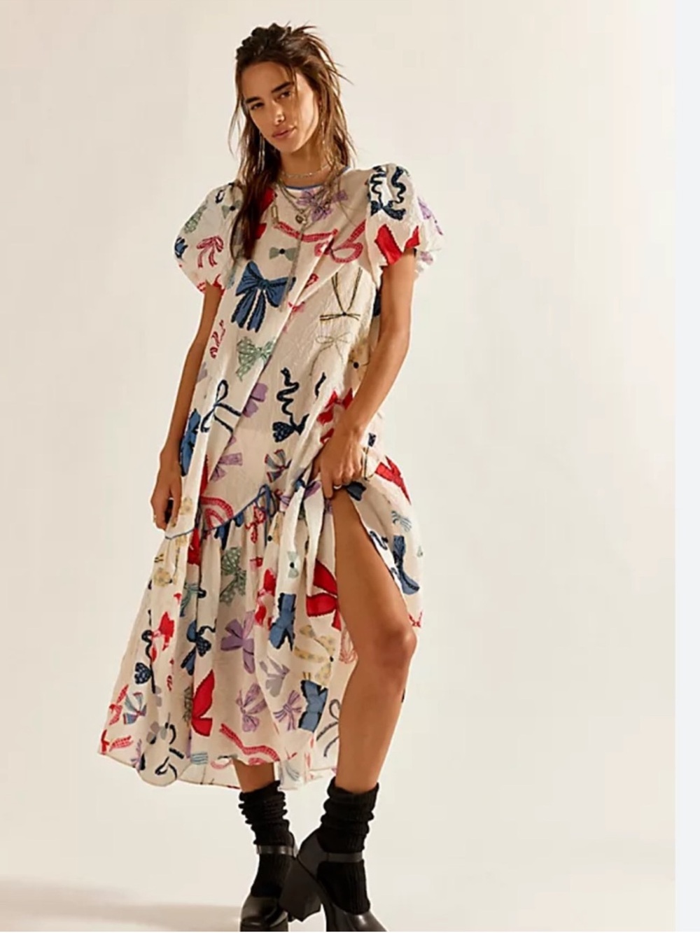 Free People Tied in a Bow Midi Dress Medium